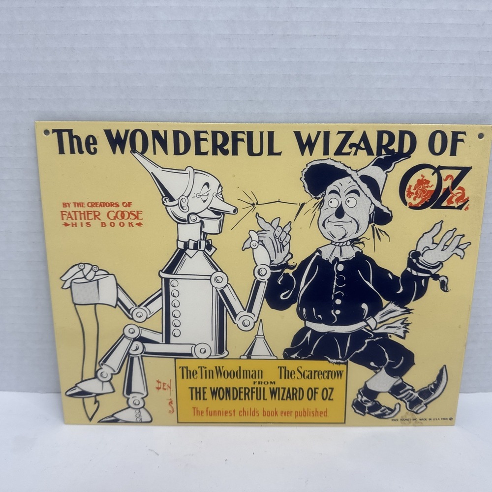 Vtg 1988 Ande Rooney Wizard Of Oz Porcelain Sign - Tin Man & Scarecrow